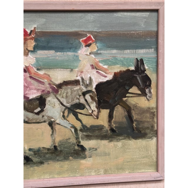 Tage Gavik, Children on Donkeys at the Beach, 1960s, Oil Painting on Canvas, Framed For Sale - Image 17 of 18