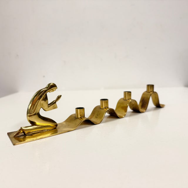 Mid-Century Modern Brass Candlestick by Walter Andersson for Ystad Metall, Sweden, 1950s For Sale - Image 9 of 9