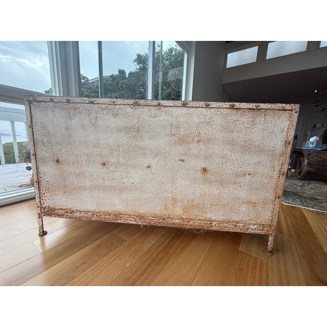 Industrial Vintage Industrial Riveted Iron & Glass Display Cabinet / Console For Sale - Image 3 of 6