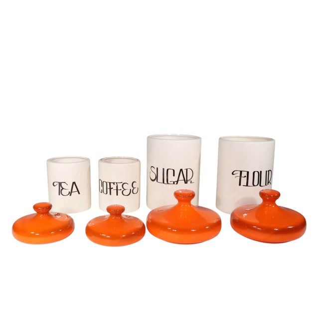 1970s Set of Four Mod Kitchen Canisters by Holiday Designs For Sale - Image 4 of 6