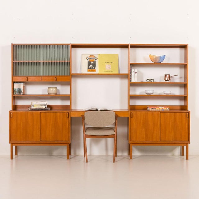 Mid-Century Modern Free-Standing Wall Unit with Desk by Bertil Fridhagen for Bodafors, Sweden, 1960s For Sale - Image 3 of 18