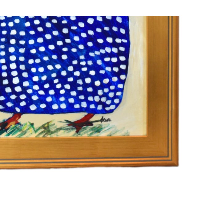 Original one-of-a-kind folk art oil painting of a hen, chicken, or rooster on stretched artist canvas. The talented artist...