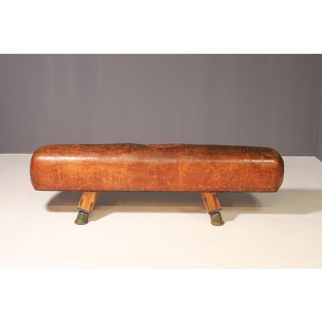 Gymnastic Leather Pommel Horse Bench, 1920s For Sale - Image 6 of 8