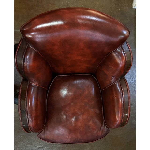 French Leather Club or Lounge Chair From the Art Deco Era For Sale - Image 9 of 10