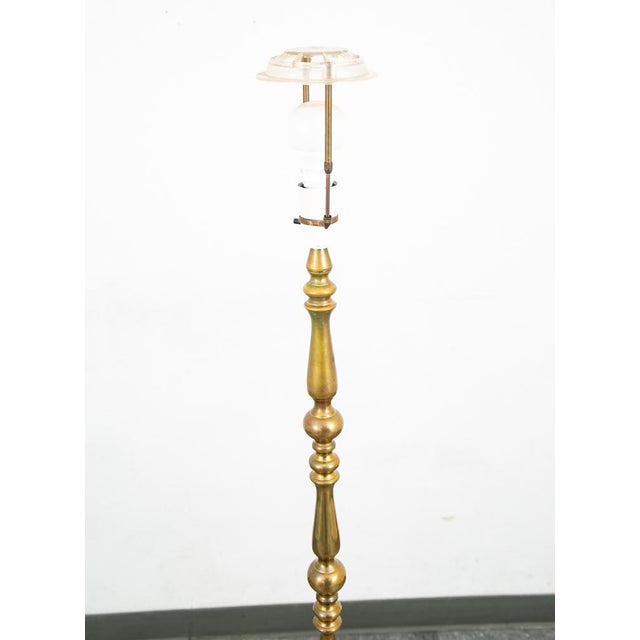 Brass Vintage Mid Century Modern Floor Lamp Lighting Brass Gold Ribbed Maximalist For Sale - Image 8 of 12
