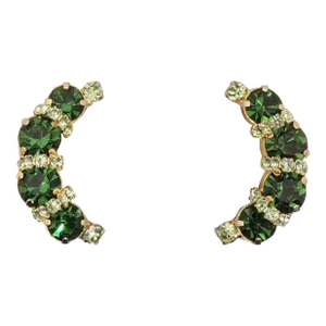 Vintage 1950s Signed Kramer Goldtone Faux-Emerald & Peridot Clip Earrings - 2 Pieces