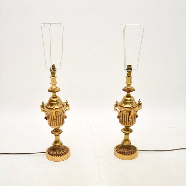 Neo-Classical Brass Table Lamps, 1930s, Set of 2 For Sale - Image 3 of 11