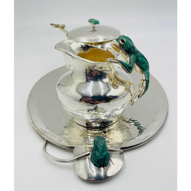 1980s Emilia Castillo Silver Plated & Malachite Tea Service Set, Mexican Modernism - Set of 4 For Sale In Los Angeles - Image 6 of 18