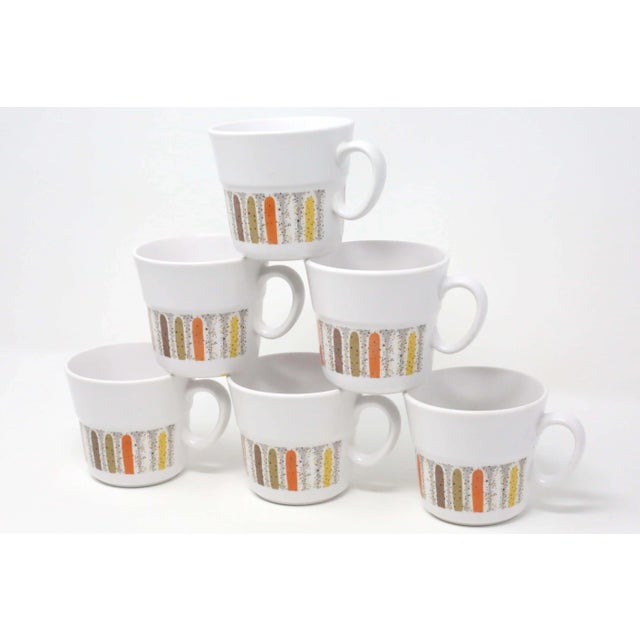 Mid-Century Modern 1970's "Mardi Gras" Ceramic Cups by Noritake - Set of 6 For Sale - Image 3 of 8