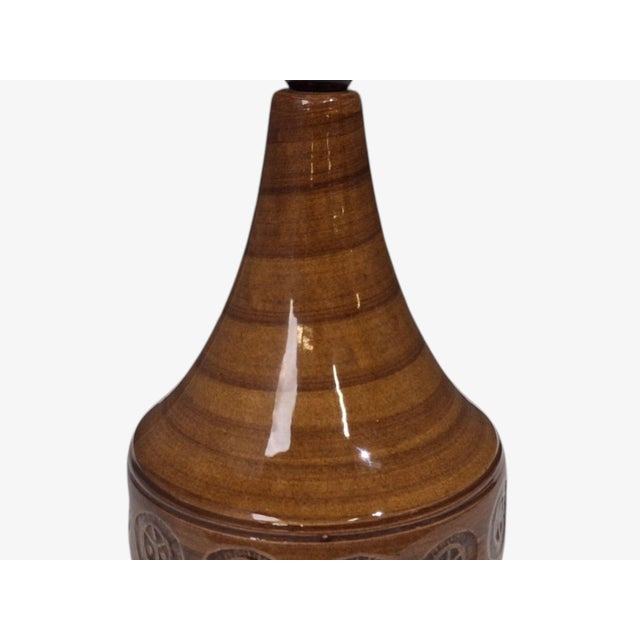 Ceramic Holbæk Keramik, Table Lamp, Orange Glazed Stoneware, Denmark, 1970s For Sale - Image 7 of 11