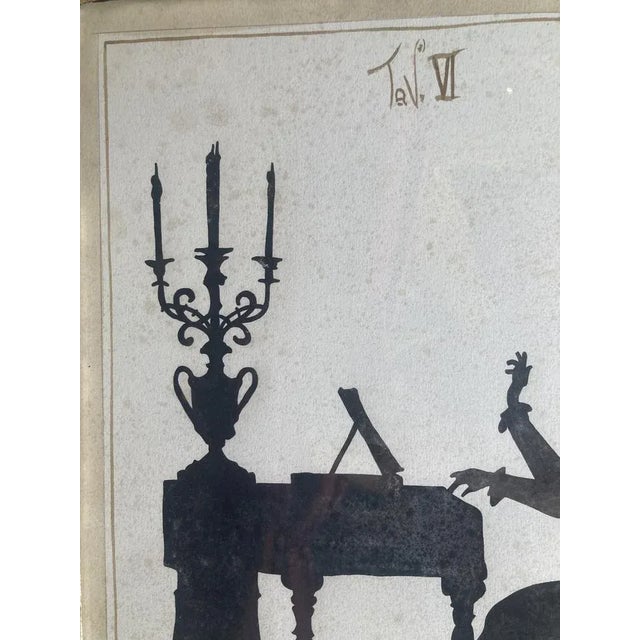 Italian Artist, Musician Silhouettes, Mixed Media Paintings on Paper, Framed, 1950s For Sale - Image 4 of 12
