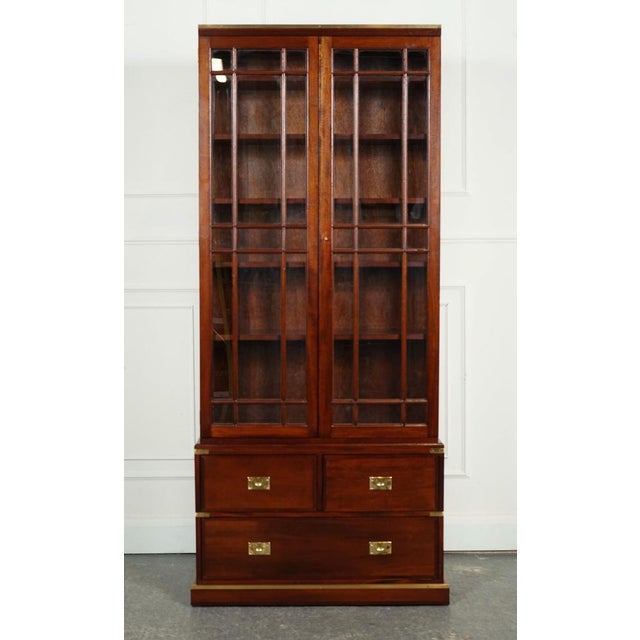 Vintage Military Campaign Display Cabinet with Brass Fittings For Sale - Image 3 of 15