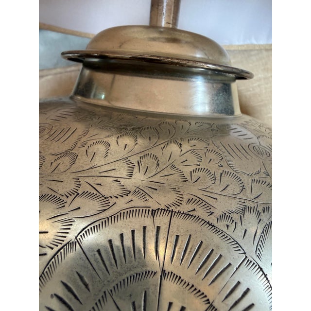 Silver Pottery Barn Etched Nickel Table Lamp For Sale - Image 8 of 12