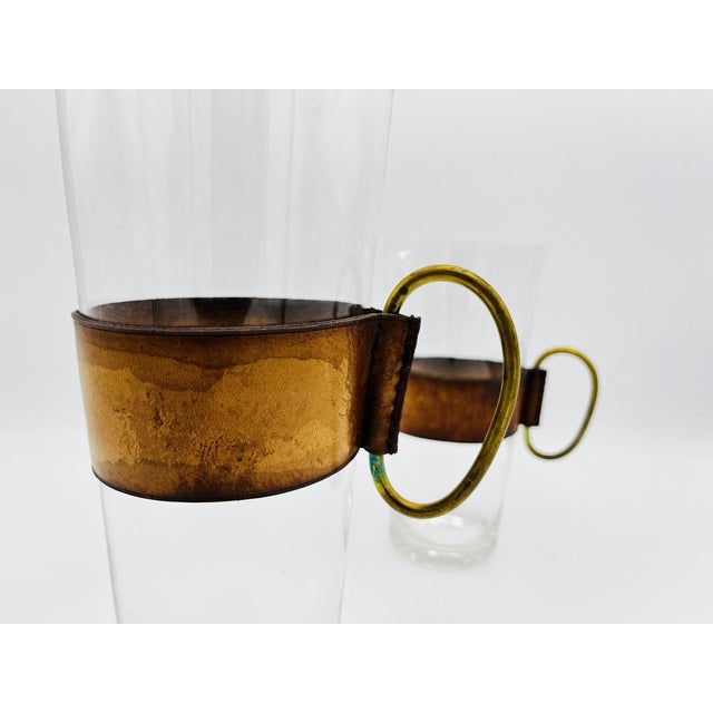 Carafe Set with Leather Cover by Carl Auboeck, 1960s, Set of 2 For Sale - Image 12 of 14