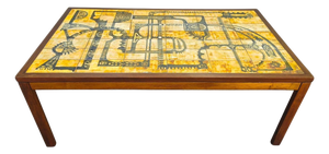 Wood and Tile Coffee Table attributed to Otto Detlefsen for Haslev, 1960s