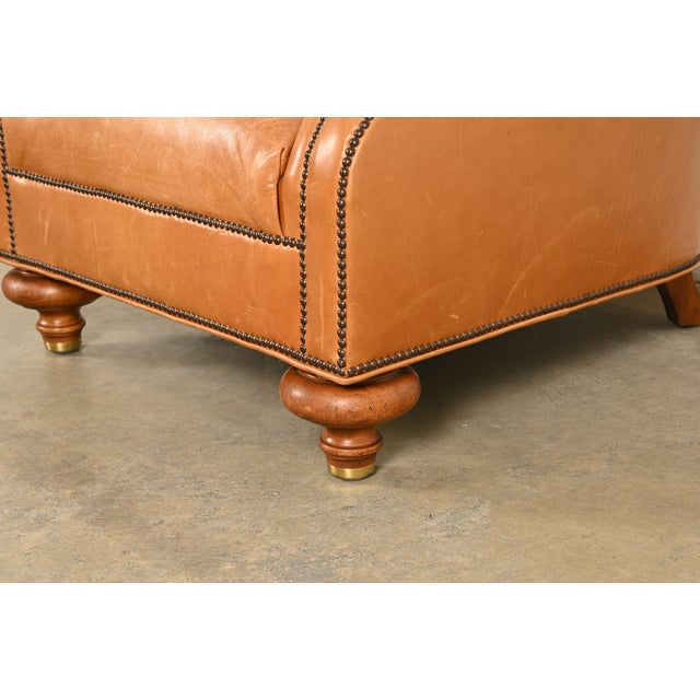 Baker Furniture Stately Homes Collection Late Victorian Tufted Leather Club Chair For Sale - Image 11 of 15