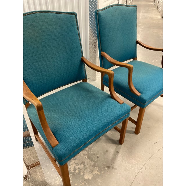 Pair of 1950s Danish Modern Teak Armchairs - Style of Ole Wanscher For Sale - Image 10 of 12