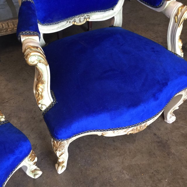 1970s Blue Velvet Chairs A Pair Chairish