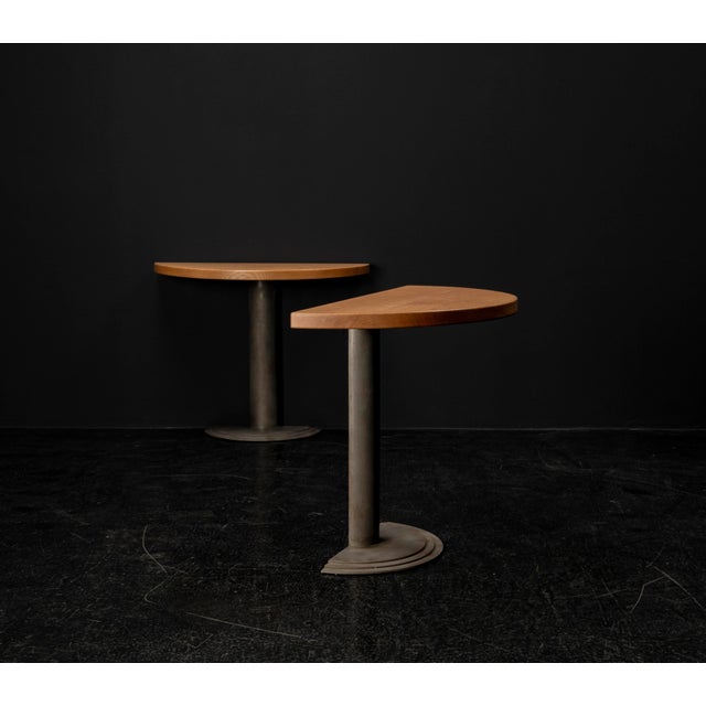 1980s Postmodern Style Steel and Oak Console Tables, 1980s, Set of 2 For Sale - Image 5 of 18