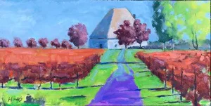 Coastal Vineyards Landscape Oil Painting Fall Colors