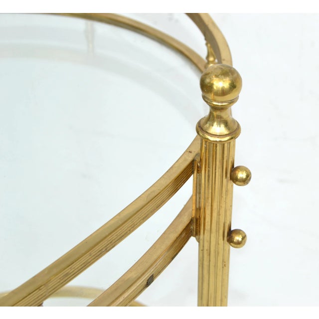 Maison Bagués 2 Tier Oval Brass & Glass Bar Cart Mid-Century Modern France 1950 For Sale In Miami - Image 6 of 13