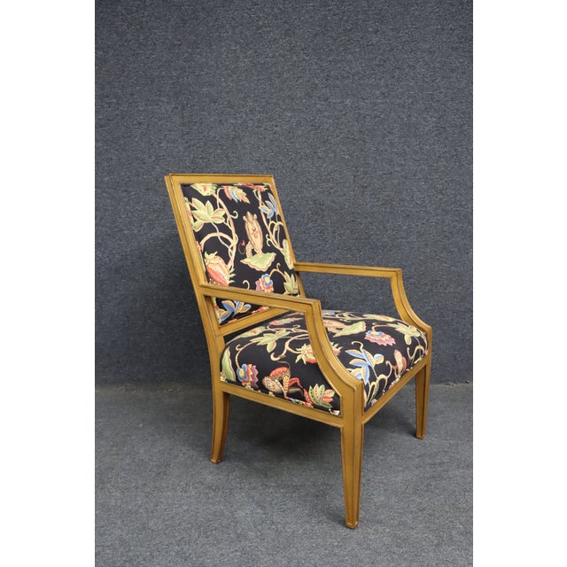 Black Stickley Fine Upholstery Gilt Lounge Chair in Brunschwig & Fils Les Touches Bengal Fabric For Sale - Image 8 of 15