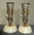 19thc French Antique Pair Louis XVI Polychromed Bronze Military Cherub Candle Holders. These are adorable. Onyx base.