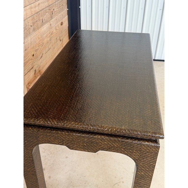 Harrison Van Horn Harrison Van Horn Vintage Lacquered Raffia Ming Style Console Table For Sale - Image 4 of 12