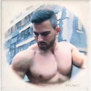 The City Is No Place to Hide In by John Hyland | Oil and Pencil on Canvas Portrait of a Man For Sale