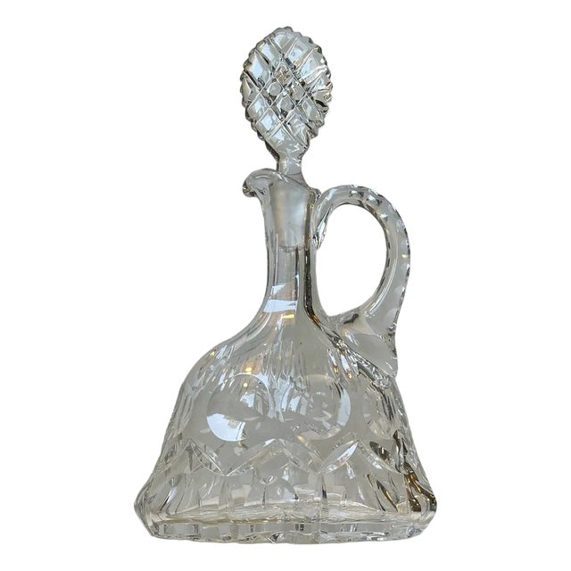 French Cut Crystal Port Decanter with Handle, 1950s For Sale
