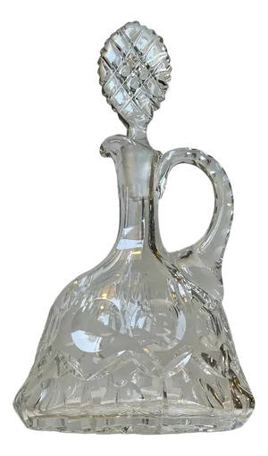 French Cut Crystal Port Decanter with Handle, 1950s