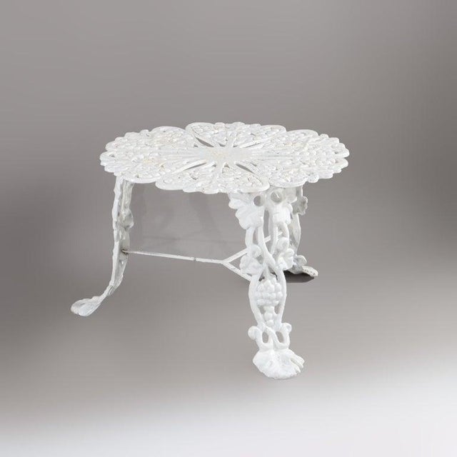 Antique White Painted Grape & Leaf Wrought Iron Garden Side Table C1890 For Sale - Image 4 of 6