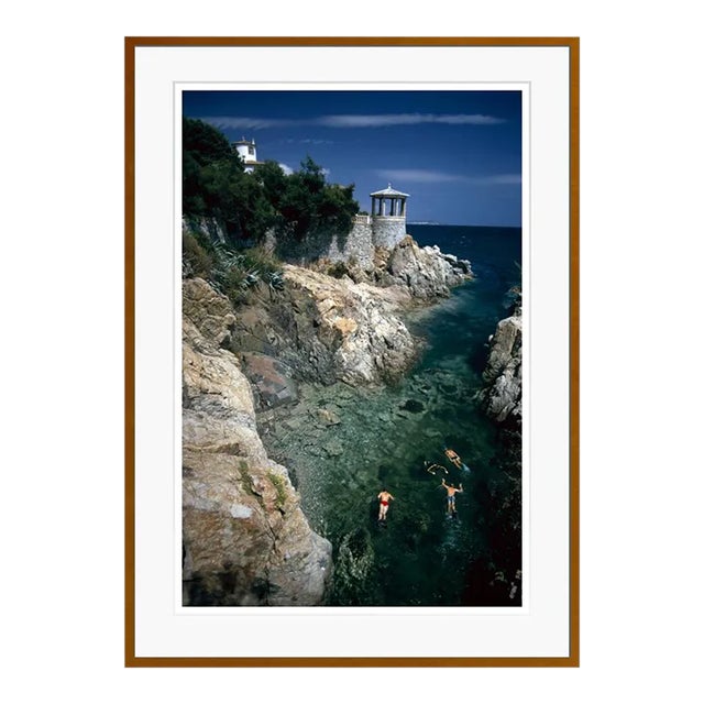 Swimming in Spain 1970 by Slim Aarons Brown Framed C-Print For Sale