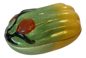Late 19th Century Chinese Ceramic Altar Fruit Papaya Form Box