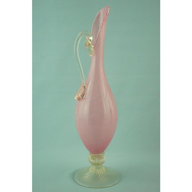 1950s Murano Zanfirico Glass Jug Vase attributed to Poli For Sale - Image 5 of 18