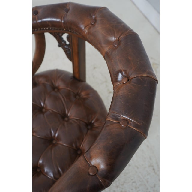 Set of 4 Maitland Smith Gentry Tufted Leather Game Chairs For Sale In Philadelphia - Image 6 of 18