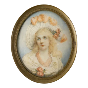 Late 19th Century Fine French Miniature Portrait of a Lady