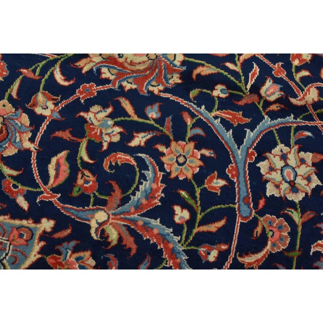 1990s Sarouk Rug 10′ X 13’5” Blue Wool Vintage Traditional Hand-Knotted Carpet For Sale - Image 5 of 15