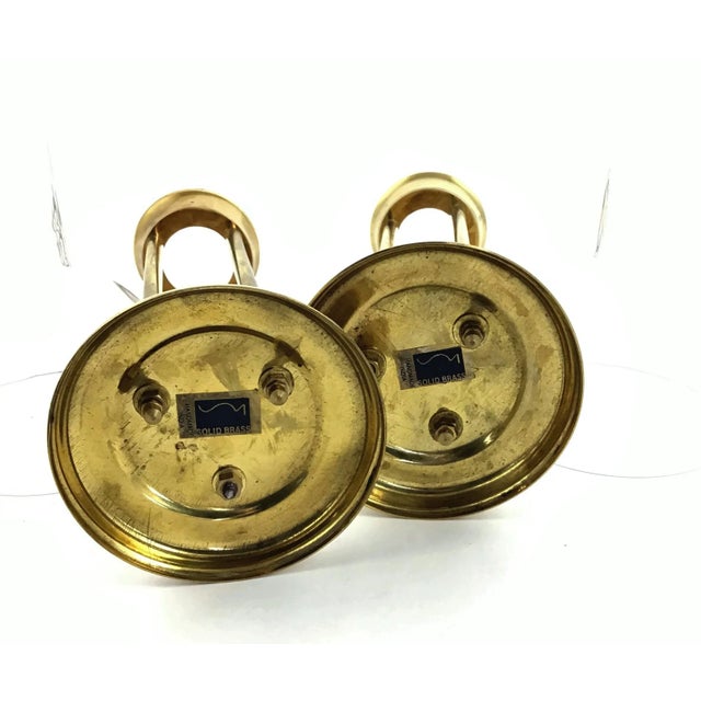 1960s Mid-Century Modern Glass and Brass Vases or Candle Holders - a Pair For Sale In Portland, ME - Image 6 of 8