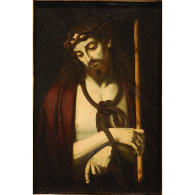 Andrea Solario follower of Ecce Homo Solario, Portrait Composition, 1600, Oil on Canvas For Sale - Image 16 of 16