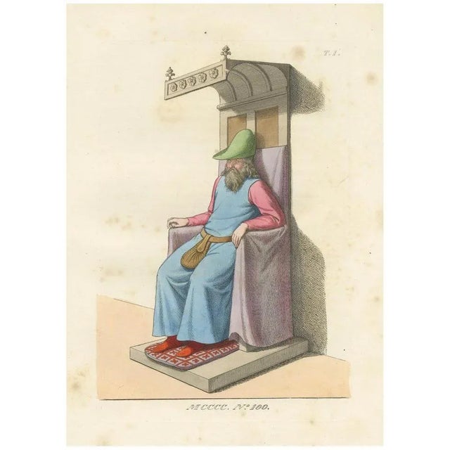 Medieval Elder in Throne, 1845, Paper For Sale - Image 10 of 10