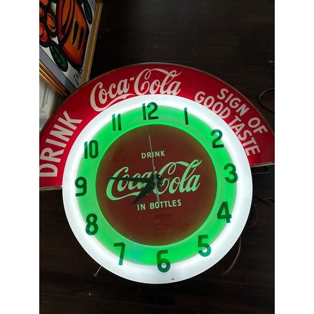 1950s Original Coca Cola Cleveland Neon Advertising Clock For Sale - Image 9 of 10