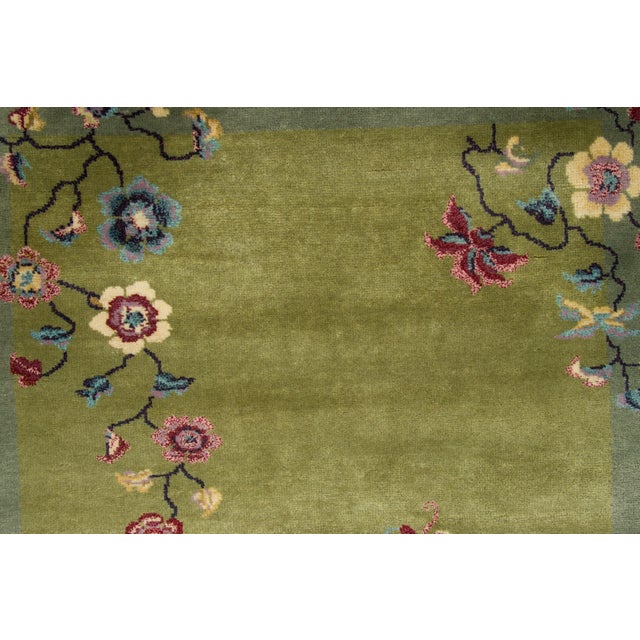 Late 20th Century Contemporary Chinese Deco Style Olive Green Floral Wool Rug by Rug & Kilim For Sale - Image 5 of 8