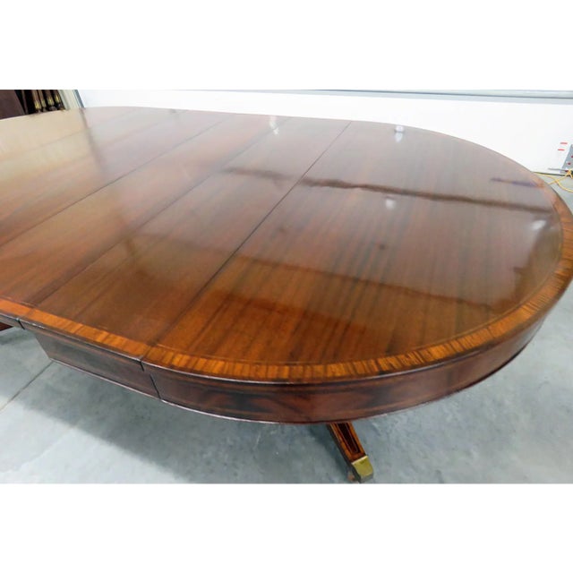 Wood 20th Century Regency Inlaid Mahogany Dining Table For Sale - Image 7 of 11