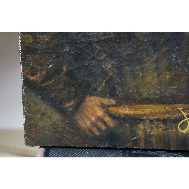 Vintage Oil Painting Self Portrait After Rembrandt Canvas Signed 16" For Sale - Image 10 of 10
