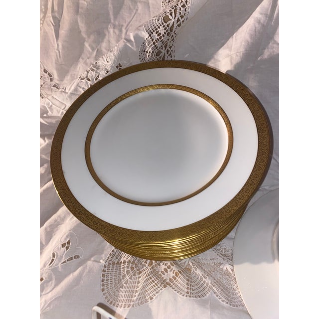 1920s Antique Haviland Limoges Gold Encrusted Soup Plates - Set of 12 For Sale - Image 5 of 9