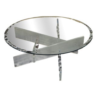 Glass Coffee Table with Acrylic Glass Base For Sale