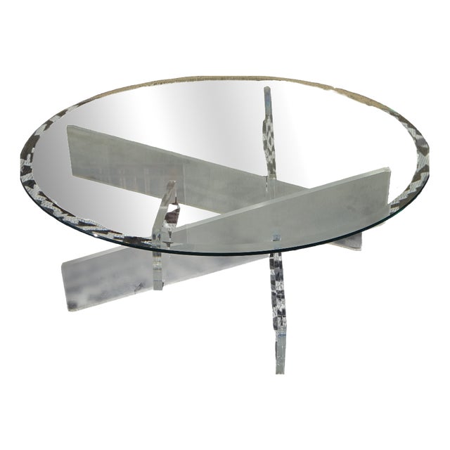 Glass Coffee Table with Acrylic Glass Base For Sale