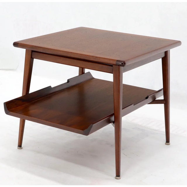Mid 20th Century Pair of Mid-Century Modern Oiled Walnut End Side Tables For Sale - Image 9 of 13