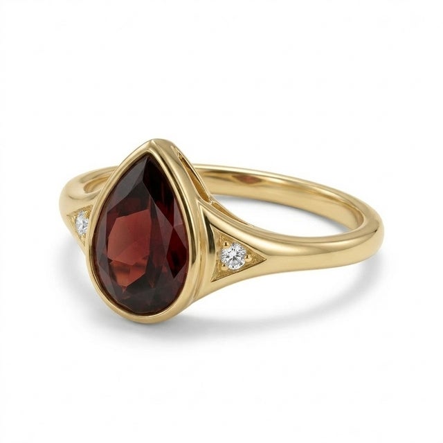 Contemporary Garnet & Cubic Zirconia Statement Ring, Wedding Engagement Ring for Woman Us 7 For Sale - Image 3 of 3